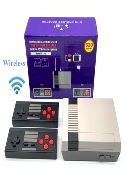 Console per videogiochi wireless Mini uscita TV Lettore di giochi retrò AV portatile 8 bit 620 giochi NES integrati con doppio gamepad 24G Chil8307405