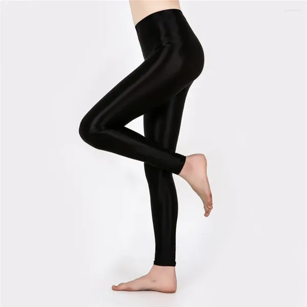 Calzini da donna Pantaloni da yoga lucidi da donna Taglie forti Collant lucidi e oleosi Satin Glitter Calze a vita alta Collant Leggings sportivi da allenamento