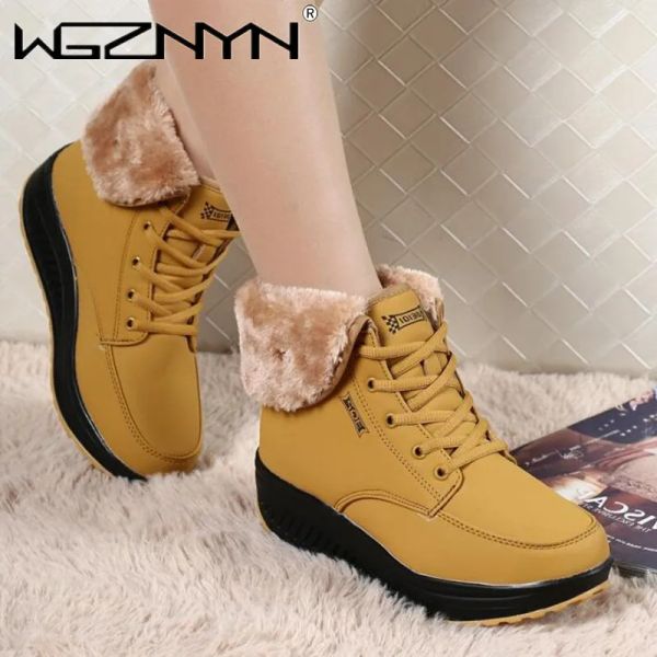 Botas moda moda de inverno fêmea e sapatos de giro veet mulheres tênis plataforma de neve cujas botas tornozelas femininas térmicas sapatos de algodão