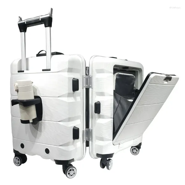 Сумки для хранения, многофункциональный чемодан с подстаканником для ноутбука, телефона, дорожная сумка на колесиках, 20-дюймовый деловой чехол, USB-порт