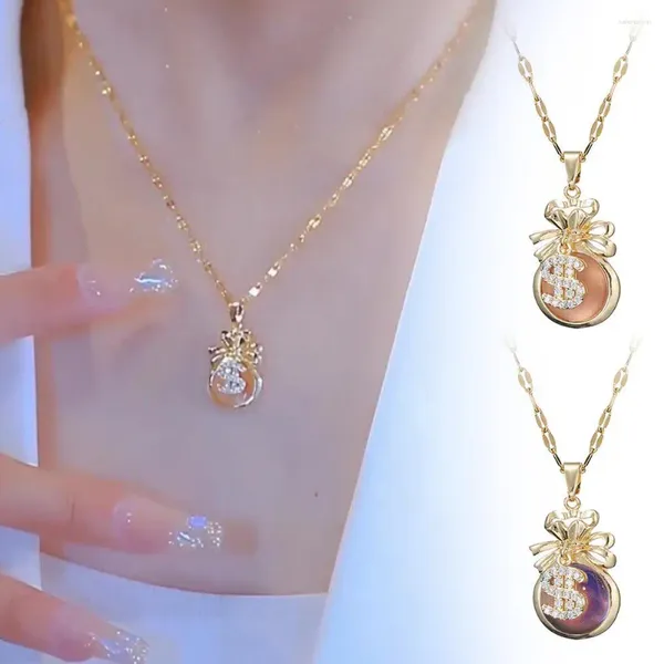 Цепи Sweet Lucky Stone, кошелек, ожерелья для женщин, корейская мода, стальные украшения, кулон для девочек, ожерелье I1z6