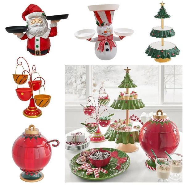 Decorazioni natalizie Forniture per la tavola di Natale Divisorio per alimenti Decorazione natalizia Porta snack Porta frutta Alzata per torta Albero di Natale Dessert 11 LL