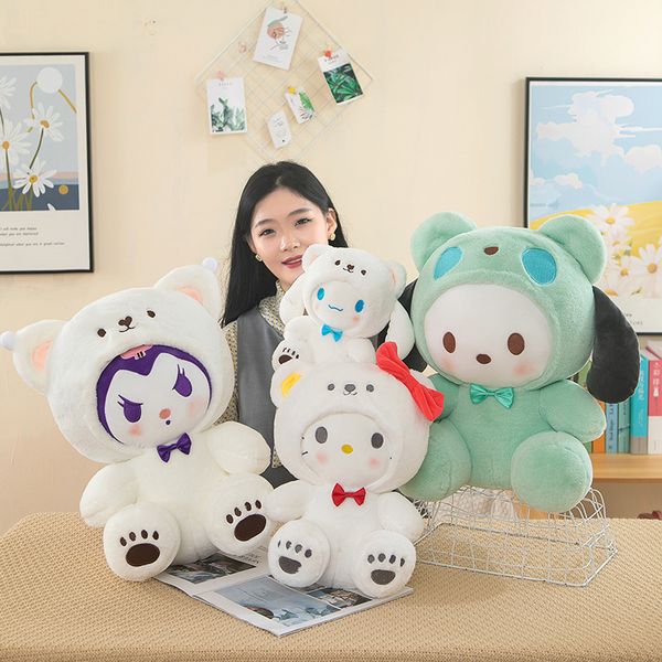 Trasformarsi in un piccolo orso bianco giocattoli di peluche bambole farcite anime regali di compleanno decorazione della camera da letto di casa