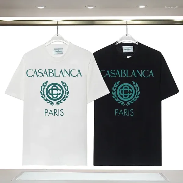 Camisetas masculinas de 24ss verão harajuku homens algodão algodão high street rosa redondo pescoço tees estampado roupas de camisa de camisa