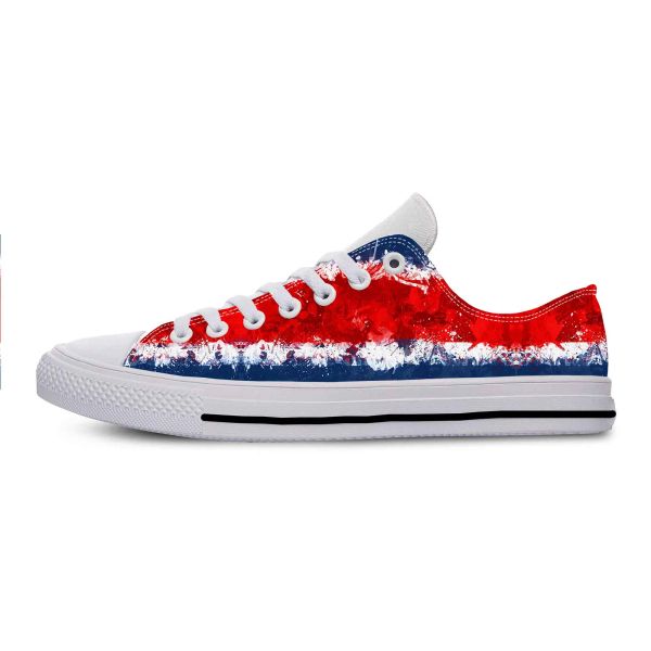 Sapatos Costa Rica Rican Bandeira Patriótica Pride Cool Moda Sapatos de Pano Casual Top Baixo confortável respirável 3D Impression Homens mulheres tênis