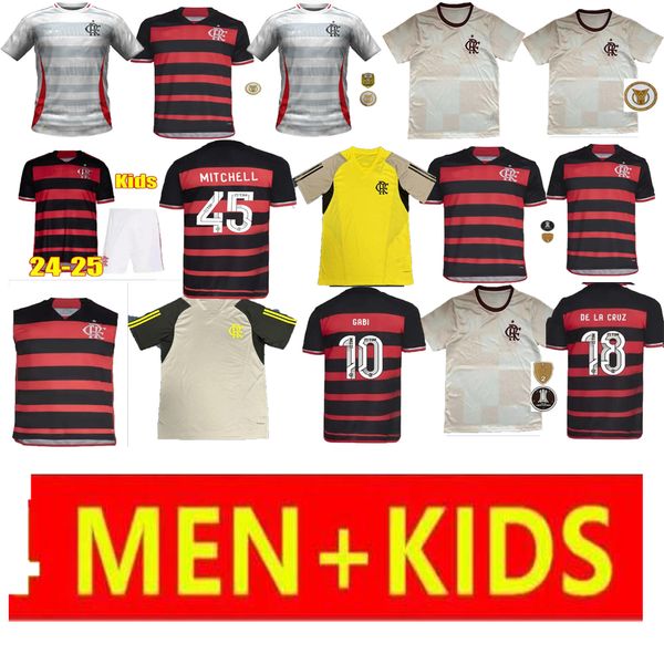 24/25 Футбольные майки Фламенго 2024 2025 Футбольные рубашки Мужские комплекты Детский комплект Camisa De Futebol PEDRO DIEGO GERSON GABI LORRAN PULGAR Fans