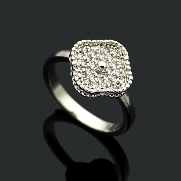 Высококачественные кольца Clover Designer Cross Ring Women Fashion Platinum с черными тайскими серебряными ювелирными украшениями Гипоаллергенные цепочки подарочное кольцо