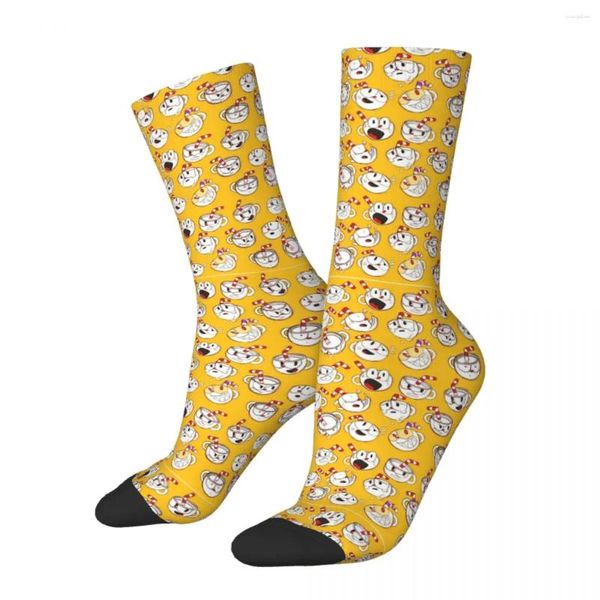 Calzini da uomo modello Cuphead Cup Head Game Uomo Uomo Donna Autunno Calze in poliestere