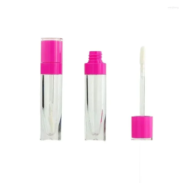 Vorratsflaschen Kreis Klar Lipgloss Tube Rosa Schwarz Weiß 6 ml 25 Stück Leere Kosmetikbehälter Verpackung mit Zauberstab