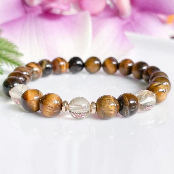 MG2065 8 mm AA Grade Gold Rutilquarz Tigerauge Armband Herren Damen Heilkristalle Yoga Mala Glück Viel Glück