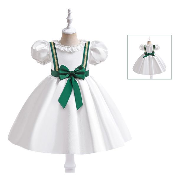 Dolce bianco / verde gioiello Abiti da ragazza di fiori Abiti da compleanno per ragazza Gonna da festa per ragazze Ragazza Abito da tutti i giorni Abbigliamento da festa per bambini SZ 2-4 D322127