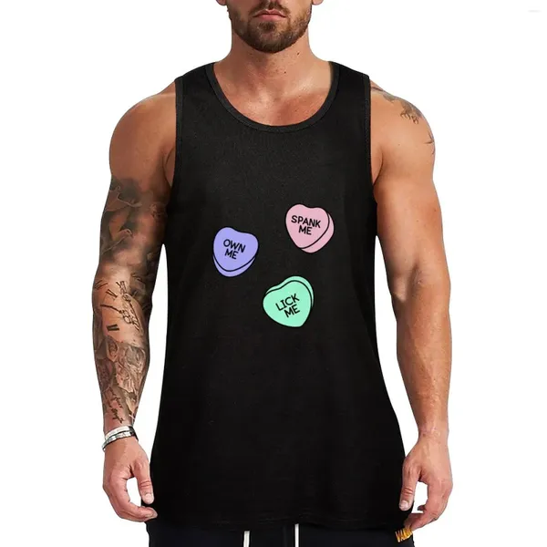 Regatas masculinas BDSM Candy Hearts Top sem mangas camiseta esportiva homem correndo camisa roupa íntima