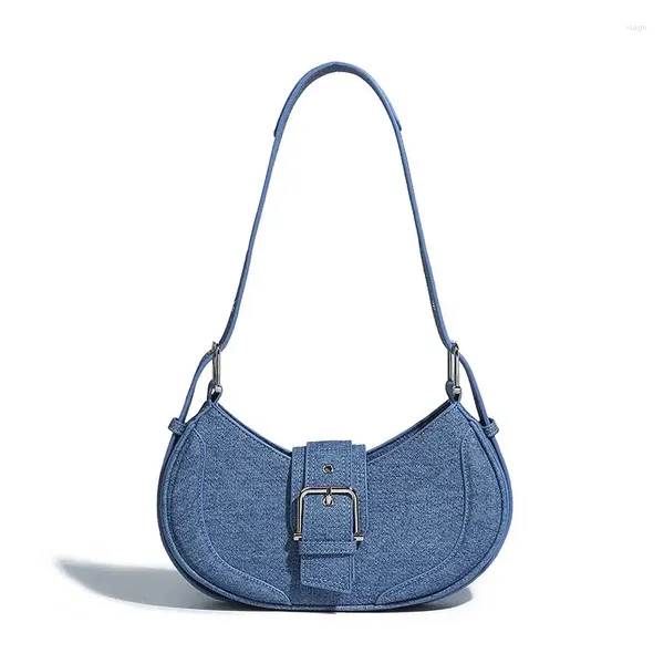 Bolsas de ombro axilas bolsa feminina denim tote crescente para mulheres alça ajustável bolsas mujer avançado sentido zip bolsos