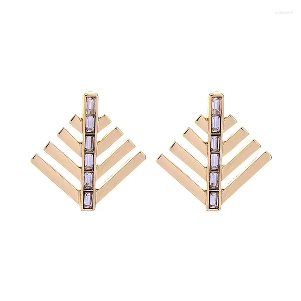 Ohrstecker MOPAI Geometrische Fishbone Pfeil Blatt Gold Farbe Legierung Für Frauen Exquisite Kristall 2024 Modeschmuck