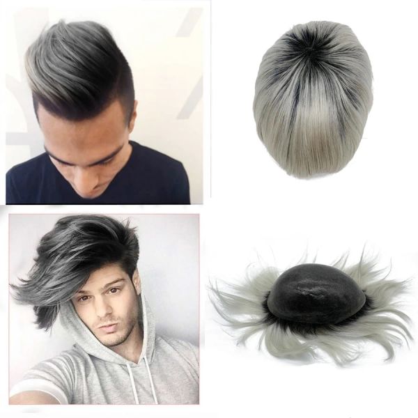 Toupet Colore popolare Toupee T Color Protesi per capelli Poly Base Capelli umani