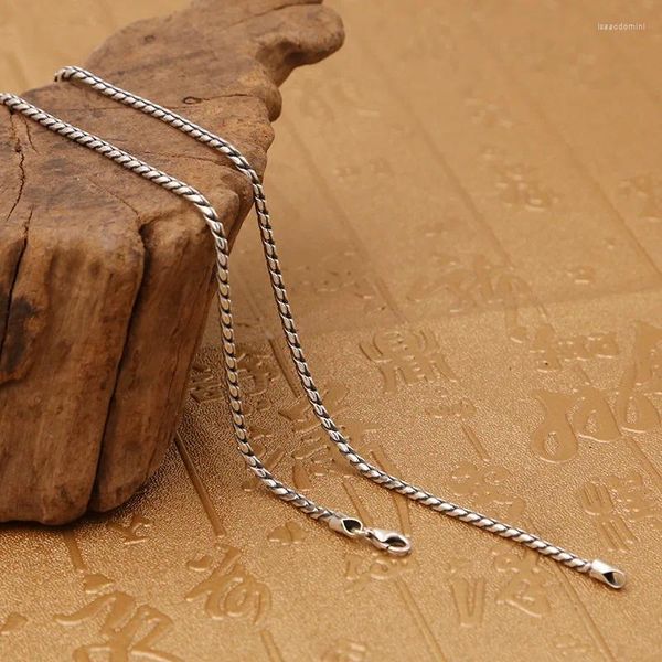 Catene all'ingrosso di fabbrica S925 argento sterling tendenza doppia corda personalità semplice retrò tailandese uomini e donne collana clavicola