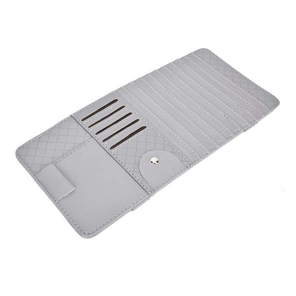 Altri accessori interni Pu Leather Car Sun Visor Organizer Cd Occhiali Porta patente Manica Grigio Drop Delivery Automobiles Otq7F