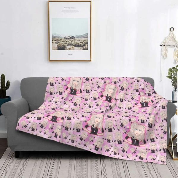 Decken Junko Enoshima Danganronpa Decke Flanell Dekoration Tragbarer leichter dünner Überwurf für Sofa Outdoor-Bettwäsche-Überwürfe