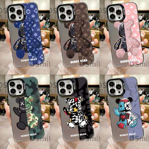 Popular urso caso de telefone para iphone 15 14 13 pro 12 11 pro xs x xr max aurora duro pc tpu casos capa traseira