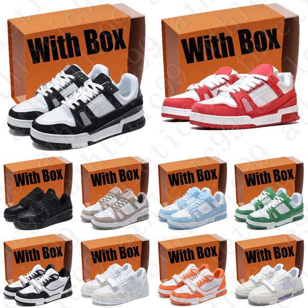 Com Box Designer Trainer Sneakers Low Running Sapatos Ao Ar Livre para Homens Mulheres Preto Mens Treinadores Corredores Desconto