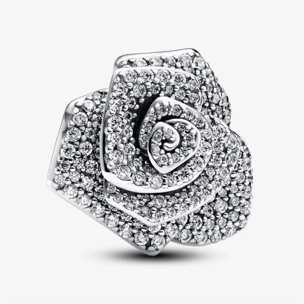 2024 Bracciale con ciondoli di design regalo madre Fai da te adatto Pandoras Rosa bianca in fiore Collier Collana orecchino di lusso anello con diamanti Bracciale gioielli di alta qualità