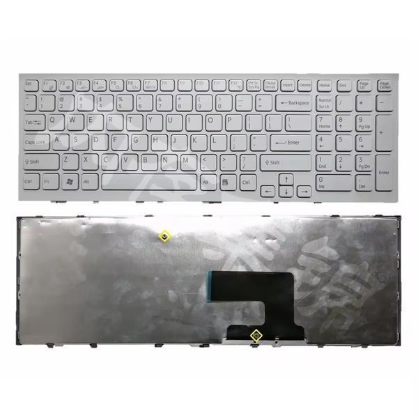 Laptop US Tastatur für SONY für VAIO VPCEE VPC-EE Serie V116646B-RU 148915581 weiß mit Rahmen neu