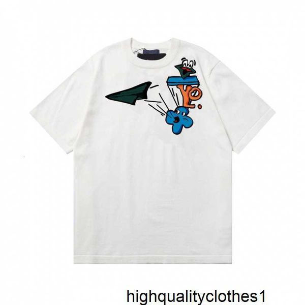 Дизайнерская футболка High Edition с бумажной вышивкой Lvjia's Childrenhood 23ss Весна-Лето Новая жаккардовая трикотажная футболка с короткими рукавами в стиле пары 1PQB