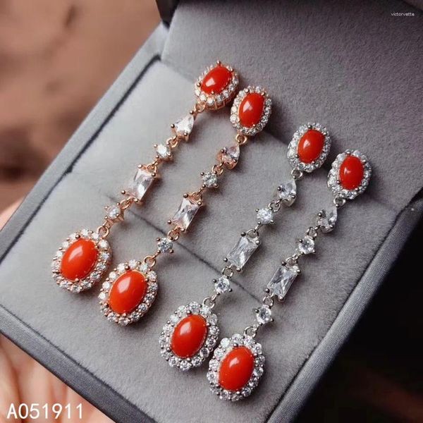 Orecchini pendenti KJJEAXCMY Gioielleria raffinata Corallo rosso naturale Argento sterling 925 Donne Test di supporto di lusso