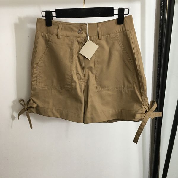 Verão cáqui shorts meninas praia shorts lindo arco nó designer calça curta clássico secagem rápida calças femininas roupas
