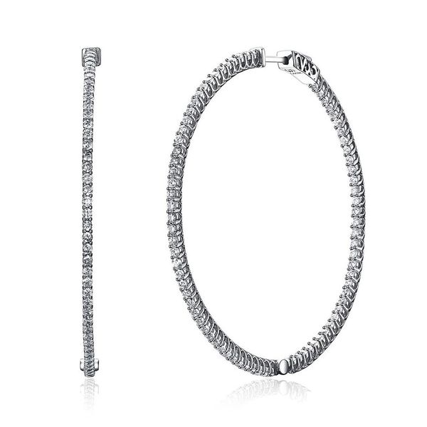 Hoop huggie 56mm büyük gerçek sterling sier küpe mikro asansör küçük kristal takılar büyük 925 daire küpe 348487 otdzn