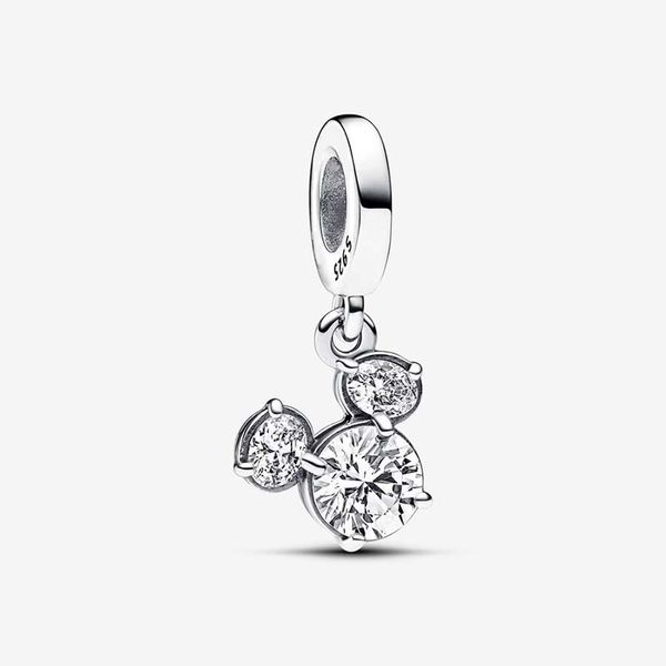 Maus funkelnder Kopf Silhouette baumelnder Charm Pandoras 925 Sterling Silber Luxus-Schmuck-Charm-Set Armbandherstellung Charms Designer-Halskettenanhänger Originalverpackung