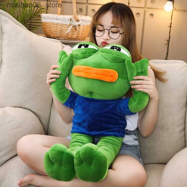 Peluş bebekler sıcak yeni 1 parça 50-90cm sevimli sihir ifadesi pepe kurbağa üzüntü peluş 4chan meme bebek dolu hayvan oyuncak kawaii kız çocuk hediyesi q240322