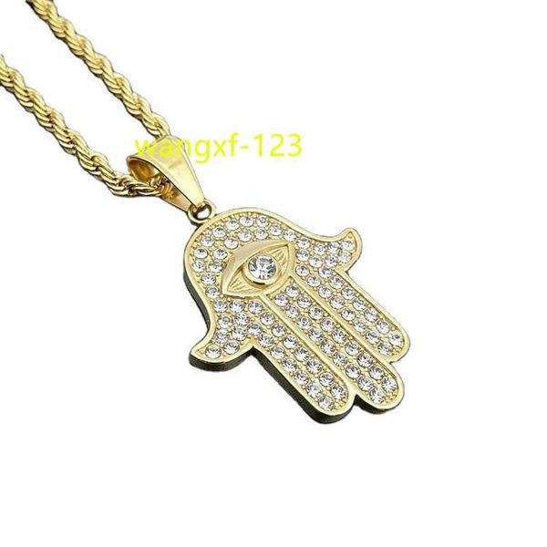 18K Gold Hamsa Hand mit Auge Anhänger Türkischer Edelstahl Hasma Hand Anhänger