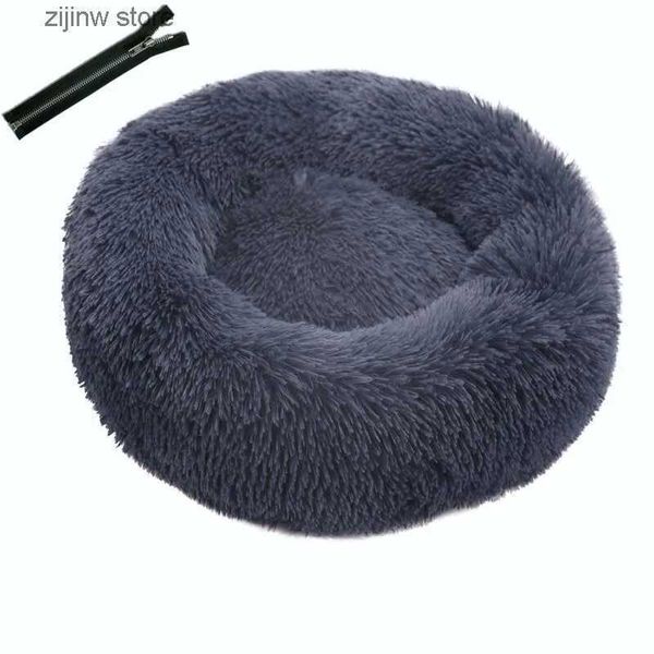 canis canetas Pet Bed Cat Litter Dog Kennel Plush Round Deep Sleeping Bed Aquecimento com almofada removível Pet Kennel removível e lavável Zipper Y240322