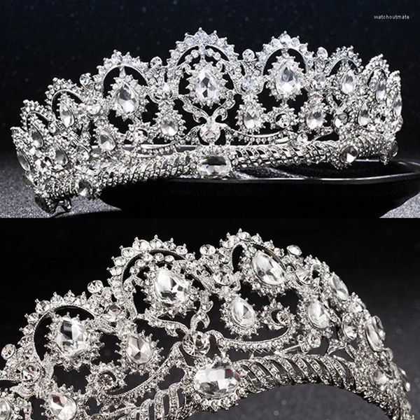 Grampos de cabelo coroa de noiva de luxo, mas alta qualidade cristal real casamento tiara coroas acessórios de cabeça