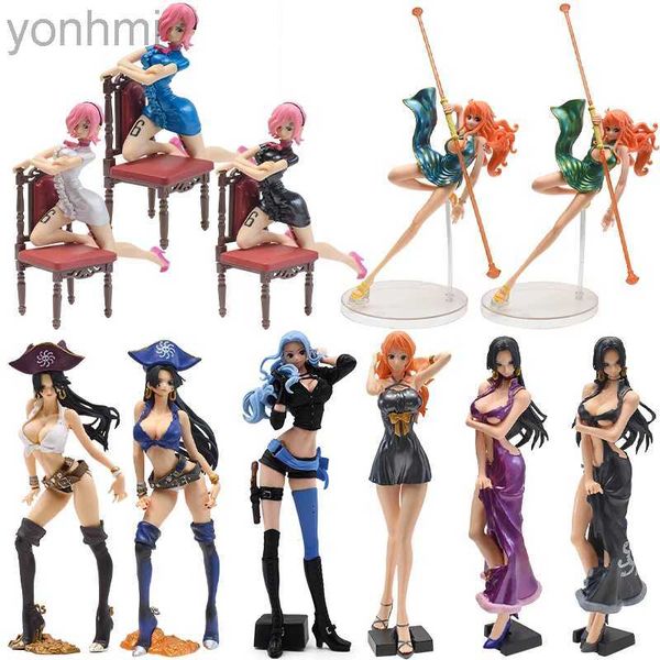 Figuras de brinquedo de ação Figura de ação One Piece Pirate Boa Hancock Reiju Vivi Boneca fofa Anime Figura Nunchucks Nami Classic Battle Model Figurine Toys 240322