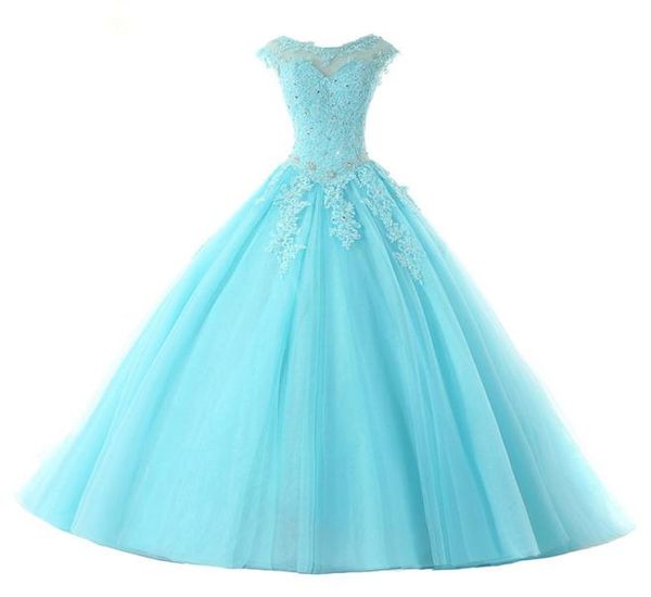 2018 Moda Backless Crystal Appliques Ball Gown Abiti Quinceanera Lace Up Sweet 16 Abiti Debuttante 15 anni Prom Party Dress 3965537