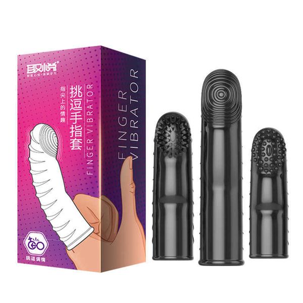 Luvas de massagem sexual de designer capas de dedo para homens e mulheres flertando e vibrando capas de fivela para masturbação capas de dentes de lobo para adultos e brinquedos sexuais adultos S2vj