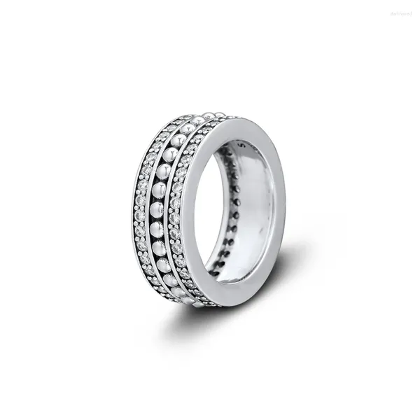 Anéis de cluster para sempre anel de assinatura 925 prata esterlina claro cz casamento original para mulheres jóias finas anillos mujer atacado