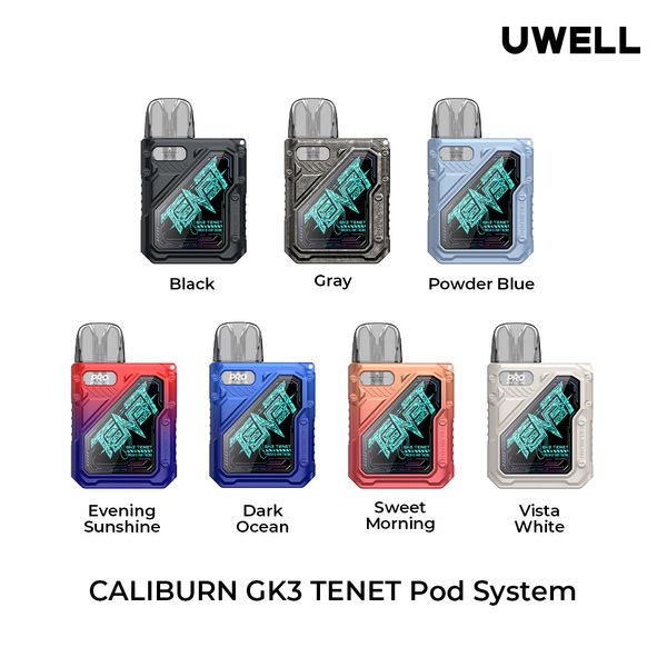 Оригинальный комплект Uwell Caliburn GK3 Tenet Pod Vape 25 Вт, 1000 мАч, 2,5/2 мл, Caliburn G3, встроенный картридж со спиралью, испаритель для электронных сигарет