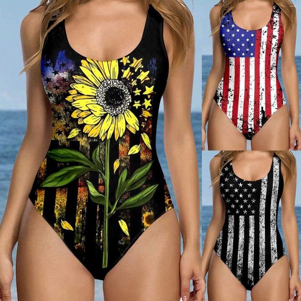 Costume da bagno da donna Donna sexy Bikini trasparente e perizoma Pantaloncini lunghi da uomo a vita alta Giorno dell'Indipendenza per americano