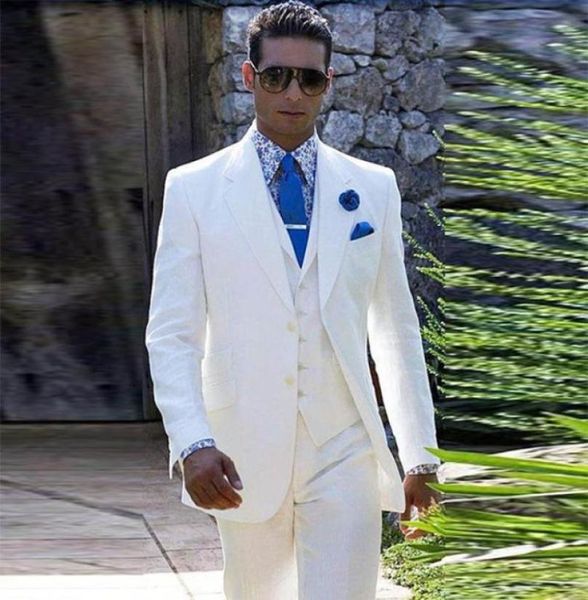 Italiano de luxo begewhite masculino terno jaqueta calças vestido formal conjunto terno masculino terno de casamento para homens noivo smoking ternos 20185228353