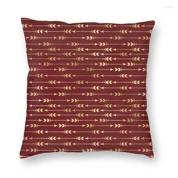 Travesseiro nórdico setas douradas boêmio borgonha vermelho couro capa de sofá macio vintage lance caso decoração de casa