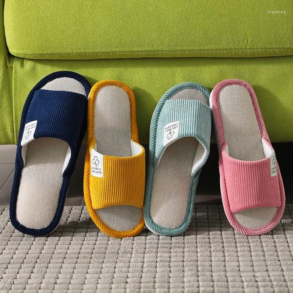 Hausschuhe Frau Männer Haus Sandalen Rutschen Frauen Indoor Boden Flache Schuhe Komfortable Anti-rutsch Hause Cord Pantoffel