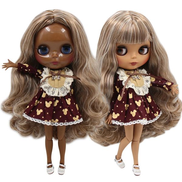 ICY DBS Blyth boneca corpo articulado marrom mix cabelo loiro 30 cm 1/6 bjd brinquedo meninas presente 240312
