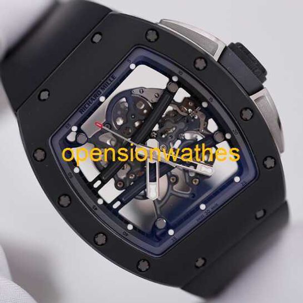 Relógios mecânicos automáticos Relógios de pulso esportivos Novos relógios de pulso de luxo Richardmills Rm6101 Black Track Mens Watch Preto Icmater Ial Hollow Mechanical Au HB-JOGS