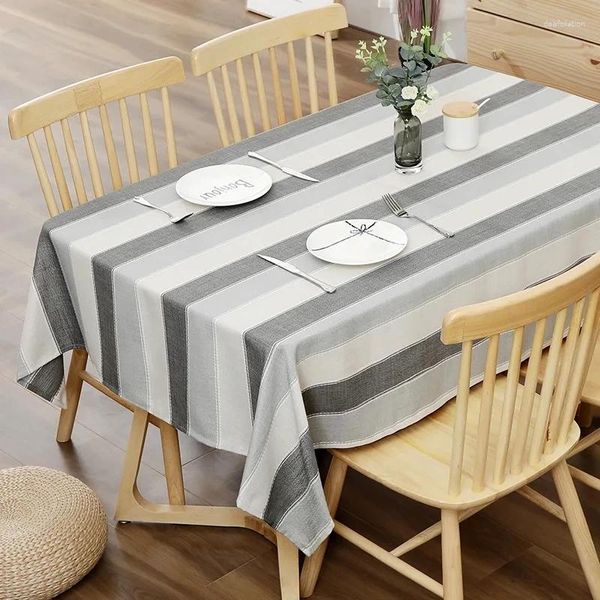 Toalha de mesa retangular listrada, simples e elegante, preta e branca, para cozinha, restaurante, decoração à prova d'água