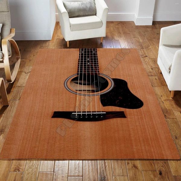 Tappeti Chitarra Strumento musicale Tappeto stampato all over 3D Tappeti antiscivolo Tappeto grande Decorazione per la casa