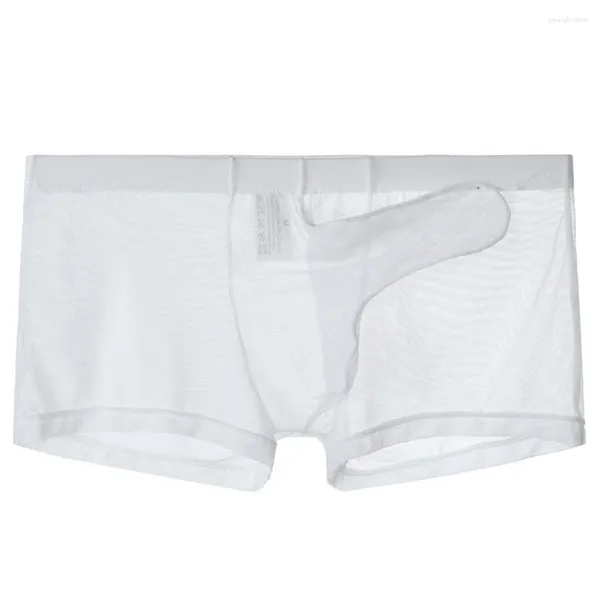 Cuecas longas elefante nariz sexy homens roupa interior transparente ultra-fino boxer briefs ver através de malha calcinha jj manga erótico gay boxers