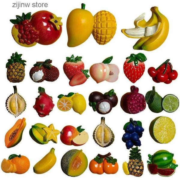 Imãs de geladeira 3D frutas dos desenhos animados ímã de geladeira decoração de casa alimentos adesivos magnéticos bonitos presentes para crianças quadro-negro vegetais Y240322